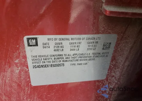 2014 Buick Regal Premium z USA, uszkodzony, nr VIN 2G4GN5EX1E9292673